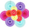 12 PCS DIY Hanging Ceiling Paper Fans - Colorful Round Decor for Birthday, Wedding, Engagement Party