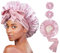 LuxeLouise Bonnet en satin pour femme endormie, bonnet de cheveux en soie double couche pour cheveux bouclés et tresses (rose)