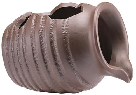 FONDOTIN Tontopf mit zirkulierendem Wasser Wasserfallglas im Innenhof Zen-Gartenbrunnen Gartendeko Poolzubehör blumentöpfe Vase Zirkulationsbrunnenglas Hofbrunnen- Keramik Brown