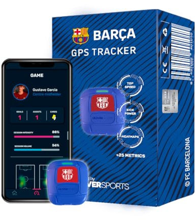 Oliver BARÇA GPS Tracker Powered by Sports-Abdeckung für Schienbeinschoner, App iOS und Android, um Besser zu Spielen und Verletzungen vorzubeugen, Fußball, Erwachsene, Unisex, Blau, Größe S