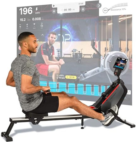 Christopeit Sport Rudergerät RW 1000 - Magnetbremssystem, 8 Widerstandsstufen, Bluetooth, Aluminiumkanten, 167 x 52 x 79 cm
