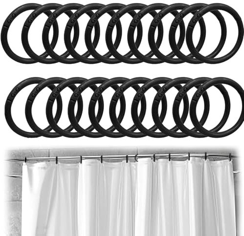 VIDSTW 100 Stück Duschvorhang Ringe Innendurchmesser 40 Mm Duschvorhang Haken Eröffnungsdesign Duschvorhangringe Glatt und Gratfrei Shower Curtain Rings für die Meisten Vorhänge (Schwarz)
