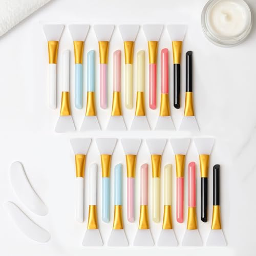 26 Pcs Face Mask Brush Applicator Set – 24 Silicone Facial Brushes with 2 Spatulas, Reusable & Hygienic Tools for Applying Clay Masks, Creams & Serums, Skincare Applicator for Home & Salon Use