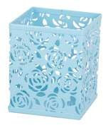 RICOO B003-HBx3 Pot à crayons de bureau en métal - Organiseur de bureau peu encombrant - Pot à crayons - Porte-stylos - Bleu clair