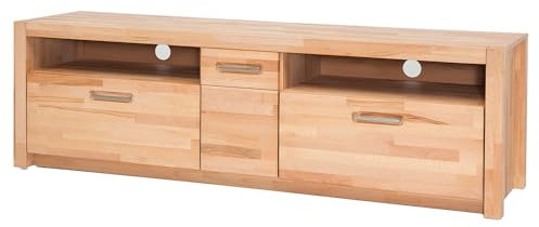 Lomadox Wohnzimmer Lowboard Fernsehschrank 185 cm, Kernbuche massiv geölt keilgezinkt, Echtholz/Massivholz