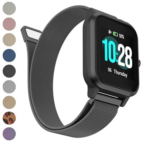 Amzpas für Veryfitpro ID205L Armband,Uhrenarmband 19mm Metall für Yamay Fitness,GRV,Willful,Popglory, Blackview,UMIDIGI,ID205S ID205G ID215G ID216 SW020 SW023 WF021 WF025 Uwatch3(Schwarz)