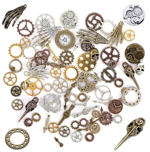 SpetngSake 76 Stück Steampunk Accessoires,Vintage Skelett Schlüssel Schädel Zahnrad Anhänger,Steampunk Deko,für Heimwerker,Dekorationen,Schmuckherstellung,Kunsthandwerk,handgefertigte Produkte
