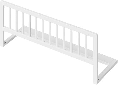 Bellabino Yuna Rausfallschutz Kinder – Bettschutzgitter 90 cm breit aus Kiefer Massivholz weiß – klappbares Bettgitter für Kinderbett & Reisen – vormontierter Fallschutz für Kleinkinder & Babys