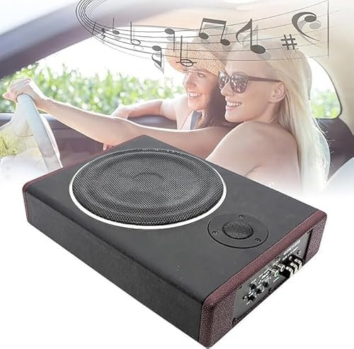 600W Underseat Active Subwoofer System - Ultra Slim Compact Design with Amplifier for Loud Sound and Powerful Bass - 12V Cable Included