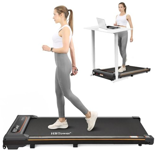 HBTower Walking Pad, Laufband für zuhause, Laufbänder Unter dem Schreibtisch mit Fernbedienung, Treadmill mit LED Anzeige und Fernbedienung, 1-6km/h Treadmill