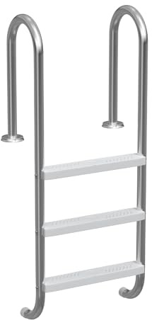 FIVMEN Escalera de piscina de acero inoxidable, 3 escalones, 132 cm de altura, escalera de piscina con almohadilla antideslizante y pasamanos curvos, escalera de entrada, escalera de piscina, escalera