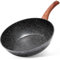 Vilde Wok - Sartén de granito (28 cm), color negro y madera