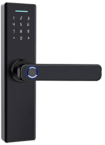 Brrnoo Smart Türschloss mit App, Passwort und Fingerabdruck, WLAN-Unterstützung, Handsfreie Öffnung, Sicherheitslock für Zuhause und Büro