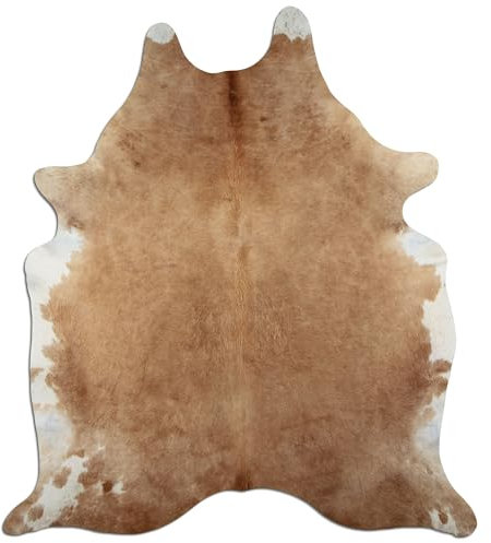Livorio Premium Kuhfell Teppich - L213 x B185 cm - beige braun weiß - einmaliges Naturprodukt aus Südamerika | Rinderfell | Echtfell | beige | K328