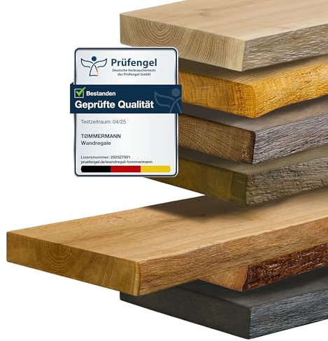 tømmermann Wandregal Schweberegal massiv Eiche - Bücherregal Holz Regal mit Baumkante Hängeregal Regalbrett aus massivholz Wandboard deko Regal Wand Shelf | 70 cm breit Farbe Natur