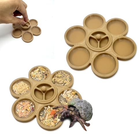 2 Pcs Hermit Crab Food Dish, 9 Grids Food & Water Bowl, Hermit Crab Tank Accessories