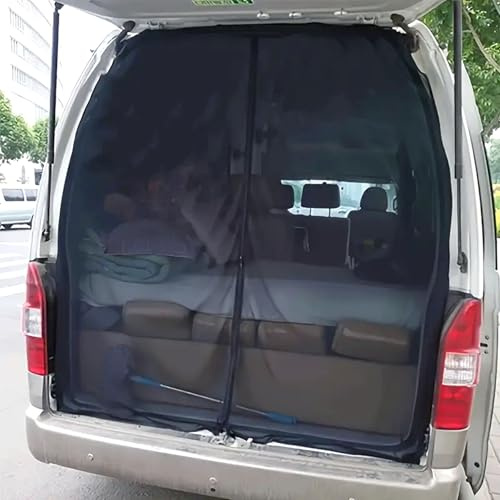 LHOUCHONS Auto Kofferraum Heckklappe Schattennetz,Für OPEL VIVARO Kasten F7,Magnetisch Moskitonetz Schwarz Mesh,Fliegengitter Sonnenschutz,B/M(156 * 150cm)