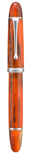 Asvine V800 Fountain Pen -Vacuum Filling System with Large Ink Capacity-Number 8 Stub Nib 1.1mm Calligraphy Art Drawing with Wrench - Amber