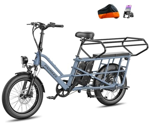 Fafrees FF20CUV, Longtail E-Bike 20 * 3.0 Zoll, E-Lastenrad 250W 25km/h, Ebike Damen 12Ah*2 / 15Ah*2 Akku, E-Fahrrad 75N.m Reichweite 100-140km/120-170km, Tragkraft 200kg