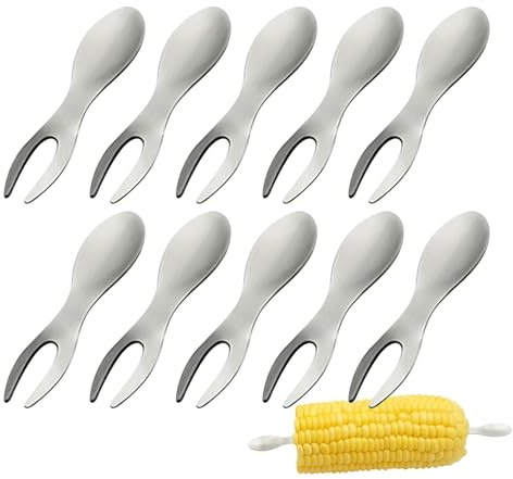 Kustimantu Porta pannocchie di mais, 10 pezzi porta pannocchie in acciaio inossidabile, per cucina, strumento per la preparazione e il servizio degli alimenti