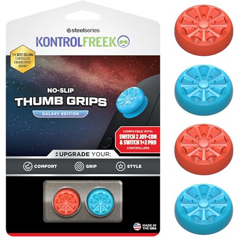 KontrolFreek No-Slip Galaxy Edition Grips pour Manette Switch | Performance Thumbsticks pour Nintendo Switch Pro Controller & Joy-Con | Rouge & Bleu