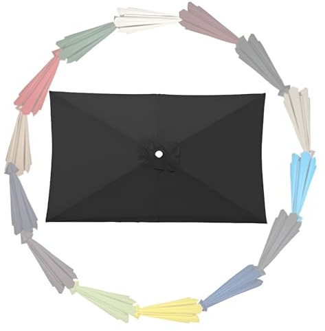 Toile De Rechange Rectangulaire, Auvent De Remplacement pour Parasol, 300×300cm 300x200cm, 200x200cm, Protection UV(Black,3.0 m x 3.0 m)