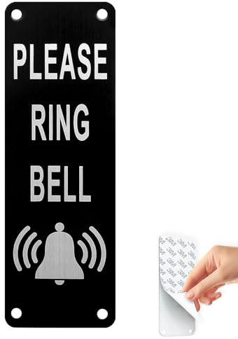 Please Ring Doorbell Sign, Please Ring the Bell Door Sign, Please Ring the Bell Sign Metal Aluminium, Black Ring Doorbell Sticker, for Door Office Business Outdoor(15 * 5cm)
