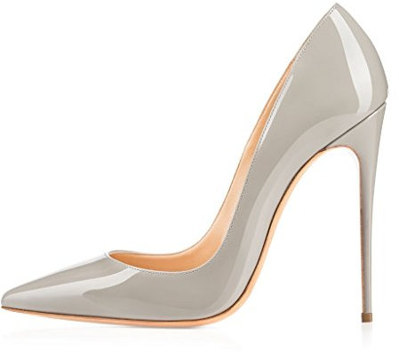 Elashe Damen High Heel Pumps | 12cm Spitze Zehen Stiletto | Geschlossen Pumps Grau EU36