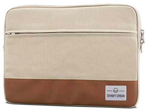 Laptophülle 15-15.6 Zoll Hellbeige - Johnny Urban Canvas Laptop Sleeve 15-15.6 Schutzhülle Laptoptasche Hülle Case für Dell HP ASUS Acer Lenovo UVM. - Notebook Tasche aus Baumwolle