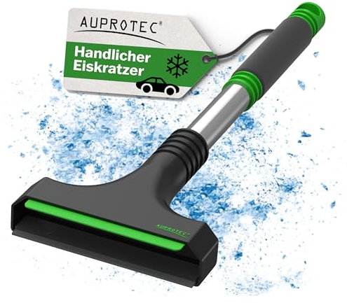 AUPROTEC Eiskratzer mit Gummilippe – A 12 / Eiskratzer Auto mit rutschfestem Softgriff/Scheibenkratzer Auto/Schneekratzer Auto/Scheibenkratzer Winter/Eisschaber Auto – schwarz-grün