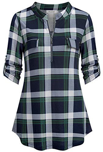 Ninedaily Chemises à carreaux pour femmes tunique, chemise à carreaux pour femmes, chemisier à carreaux à manches longues en flanelle rouge, fille, spacieuse mode, coupe de nuit, col de soirée, hauts