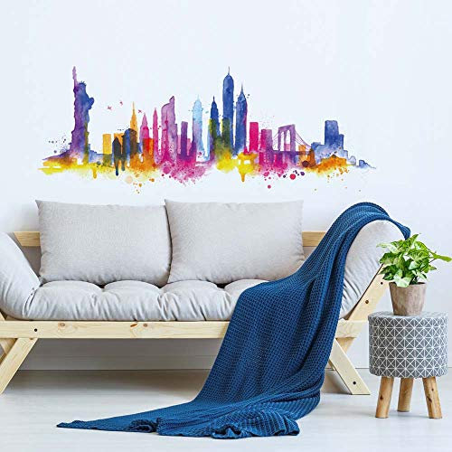 kina - UVCD0058 Adesivi Murali Stickers Città Grattacieli Statua della Libertà New York - Decorazione Muro Soggiorno Cucina Camera da Letto Ingresso