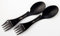 CrocTool Sporks Stainless Steel 5 in 1 Compact & Durable Travel Flatware Set with Case -Spoon+Fork+Knife+Peeler+Bottle Opener +Bag+Carry case. Ideal for Outdoors, Home or Office - Color Black