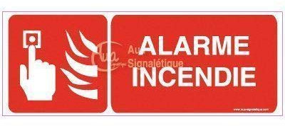 AUA SIGNALETIQUE - Panneau Alarme Incendie avec Picto - B - 160x60 mm, PVC 1.5mm