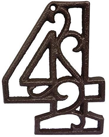 Decorative House Numbers-4.6 Inch High Rustic Cast Iron Home Address Number (Number 4)