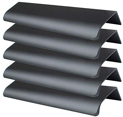 MOVKZACV Black Drawer Pulls, Finger Edge Pull Concealed Handle,Modern Style Cupboard Handles for Home Kitchen Door Drawer Cabinet Aluminum Alloy (5Pcs L:200mm)