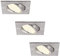 HCFEI 3er set LED Einbaustrahler eckig dimmbar matt-chrom schwenkbar 5W flach 230V Einbau-Spot Strahler Einbauspot 68mm Bohrloch, 120°Abstrahlwinkel (Warmweiß)