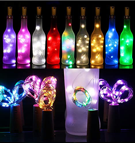 Bottle Lights 10 Pack 2M/6.6FT 20 LED Wine Bottle Cork Mini DIY Lights for Party Birthday Wedding Bedrooms Indoor Christmas Outdoor Decoration(Multicolor)