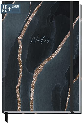 Notizbuch A5+ liniert mit Gummiband Slate Grey von Trendstuff by Häfft, 156 Seiten, 78 Blatt - als Bullet Journal, Tagebuch, Notizheft - nachhaltig & klimafreundlich