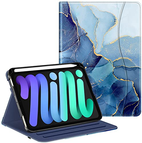 Fintie Hülle für iPad mini 7 (A17 Pro) 2024 / iPad mini 6 2021 8.3 Zoll | [Eckenschutz] Multi-Winkel Betrachtung Folio Stand Schutzhülle mit Stifthalter & Dokumentschlitze, Ozean Marmor