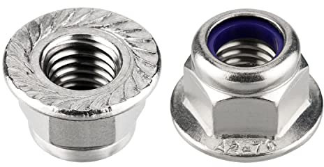 meinschraubenversand.de - Dadi flangiati (autobloccanti con dentatura di blocco) a norma DIN 6926 – Dadi di sicurezza A2 V2A in acciaio inox con morsetto in poliammide – UKV M4 50