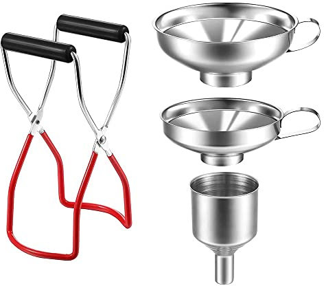 Trichter Edelstahl Set, Trichter Küche Edelstahl Set mit Griff Und Glasheber, Edelstahl Trichter Set mit Glasheber, Küche Marmeladentrichter für die Übertragung Von Flüssigen Zutaten