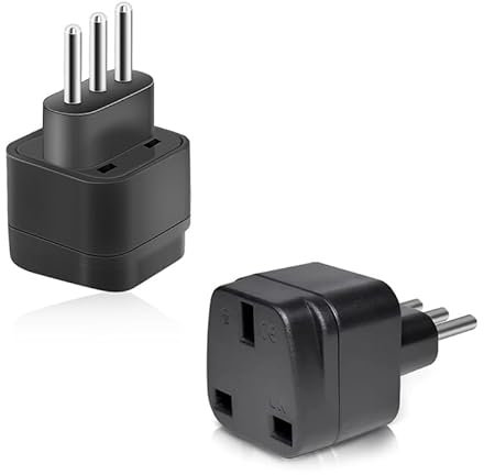 AZWOOD UK to Italy Plug Adapter, 2PCS UK to 3 pin Italy Travel Adaptor Converter, UK to Italian Converter Power Adapter for Italy Chile Vatican City Uruguay Syria Maldives and more Type L Plug (2 PCS)