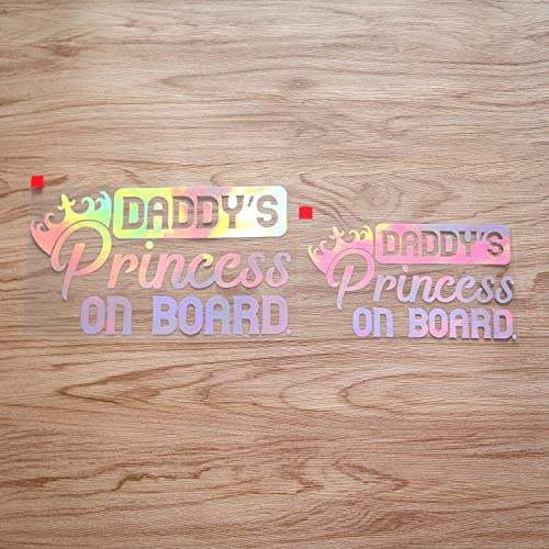 Daddy's Princess an Bord im Auto LKW Stoßstange Aufkleber Decal Vinyl - 2er Pack Holografisch Irisierend, 15,2cm, 20,3cm - Ohne Hintergrund Konturschnitt