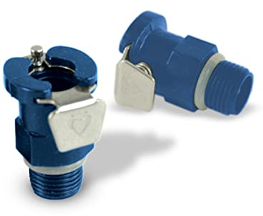 Fitting Female 1/4 inch Quick-Disconnect to Male Threaded 1/8 inch Npt Vacuum Cylinder Connector 2 Pack Blue