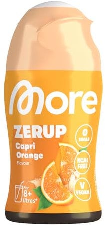 MORE Zerup, Capri Orange, 65 ml, für bis zu 8 l Fertiggetränk, zuckerfreier Sirup mit echten Fruchtextrakten, vegan, zero Kalorien - made in Germany
