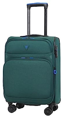 ABISTAB erweiterbar Weichschalenkoffer - Handgepäck Koffer klein 55x38x23cm, Stoffkoffer Trolley, Reisekoffer mit 4 Rollen & TSA Schloss, Grün
