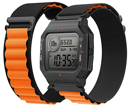 Correa para Amazfit Neo de HAZARA, Elástica de Nylon, Rosa, Gancho y Bucle, Banda Deportiva, Compatible con Amazfit Neo