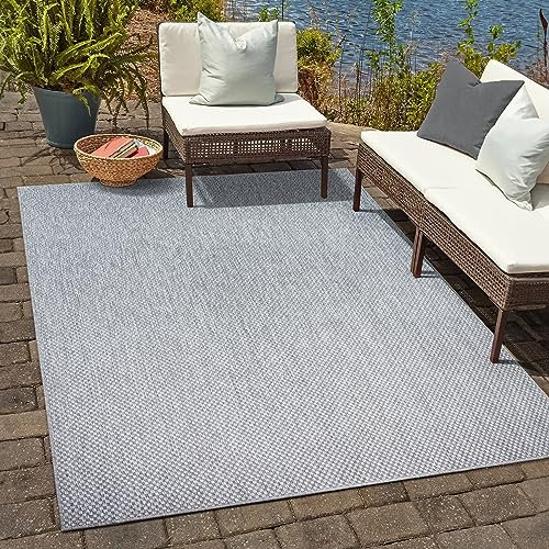 SANAT Melissa Outdoor Teppich Wetterfest - Balkon Teppich Wasserabweisend - Teppich für den Innen und Außenbereich, Terrasse, Garten, Wohnzimmer oder Küche - Hell Grau, 160x230 cm