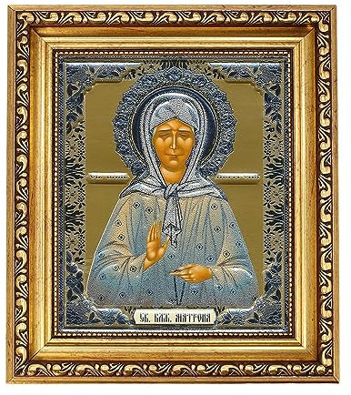Silver Axion Orthodoxe Ikone (Heilige gesegnete Matrona von Moskau/Святая блаженная Матрона Московская)